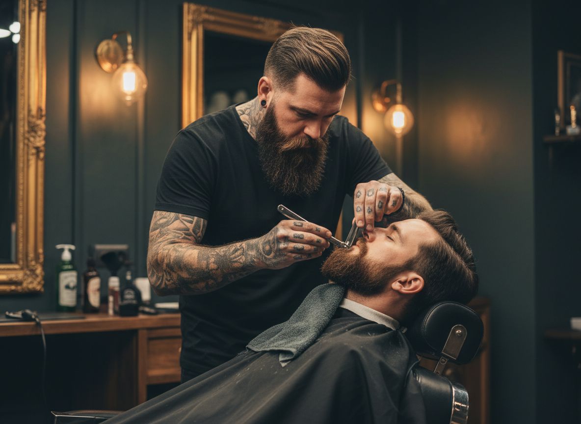 Taille de barbe au rasoir droit